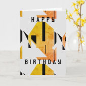 金ゴールド白黒幾何抽象芸術誕生日 カード (黄色い花)