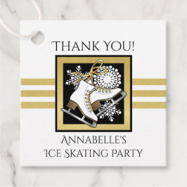 金ゴールド白黒氷スケートで滑るパーティーありがとう フェイバータグ