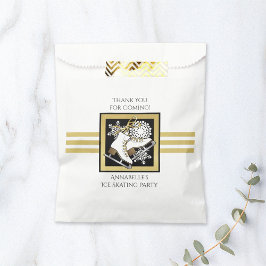 金ゴールド白黒氷スケートで滑るパーティーありがとう フェイバーバッグ