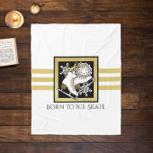 金ゴールド白黒氷スケートで滑る/姿スケートで滑る フリースブランケット