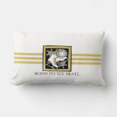 金ゴールド白黒氷スケートで滑る/姿スケートで滑る ランバークッション (正面)