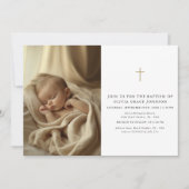 金ゴールド白黒男女兼用洗礼 招待状 (正面)