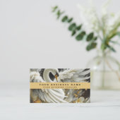 金ゴールド白黒白鳥名刺 名刺 (スタンド正面)