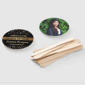 金ゴールド白黒紙吹雪の卒業写真 ハンドファン (組立なし)