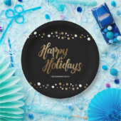 金ゴールド白黒紙吹雪企業のホリデーパーティー ペーパープレート (パーティー)