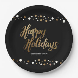 金ゴールド白黒紙吹雪企業のホリデーパーティー ペーパープレート