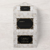 金ゴールド白黒素晴らしアールデコ結婚ギャツビー オールインワン招待状 (外側)
