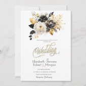 金ゴールド白黒結婚式招待状 招待状 (正面)