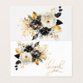 金ゴールド白黒花サンキューカード 名刺 (外部フラット)
