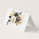 金ゴールド白黒花サンキューカード 名刺 (裏面)