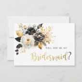 金ゴールド白黒花花花花嫁カード 招待状 (正面)