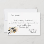 金ゴールド白黒花花花花嫁カード 招待状 (裏面)