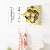 金ゴールド白黒退職パーティー発泡板 横断幕 (インサイチュ)