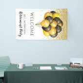 金ゴールド白黒退職パーティー発泡板 横断幕 (トレードショー)