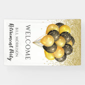 金ゴールド白黒退職パーティー発泡板 横断幕 (横)