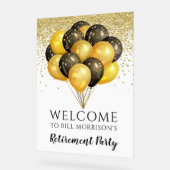 金ゴールド白黒退職パーティー アクリルサイン (傾斜)