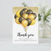 金ゴールド白黒退職パーティー サンキューカード (スタンド正面)