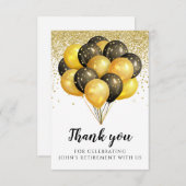 金ゴールド白黒退職パーティー サンキューカード (正面/裏面)