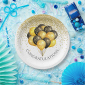 金ゴールド白黒退職パーティー ペーパープレート (パーティー)