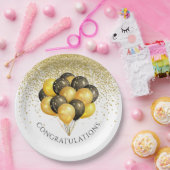 金ゴールド白黒退職パーティー ペーパープレート (パーティー)