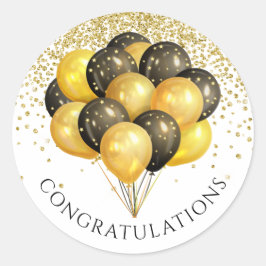 金ゴールド白黒退職パーティー ラウンドシール