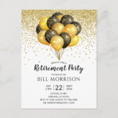 金ゴールド白黒退職招待状はがき 案内ポストカード (正面)