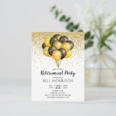 金ゴールド白黒退職招待状はがき 案内ポストカード (スタンド正面)