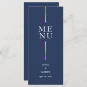 金ゴールド白黒。シンプルモダンブ結婚ル メニュー (正面/裏面)