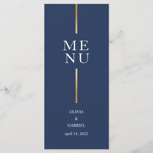 金ゴールド白黒。シンプルモダンブ結婚ル メニュー (正面)