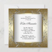 金ゴールド白黒Sweet sixteenマスカレードパーティー 招待状 (裏面)