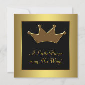 金ゴールド皇太子男の赤ちゃんシャワー 招待状 (正面)