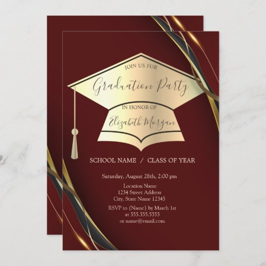 金ゴールド目盛キャップ枠黒目盛 招待状 (正面/裏面)