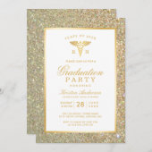 金ゴールド看護スクール卒業パーティー 招待状 (正面/裏面)