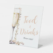 金ゴールド真珠とプロセッコシャンパンフード&ドリンク 台座サイン (正面)