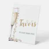 金ゴールド真珠とプロセッコシャンパーニュ親善署名 台座サイン (正面)