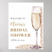 金ゴールド真珠とプロセッコブライダルシャワーポスター ポスター (正面)