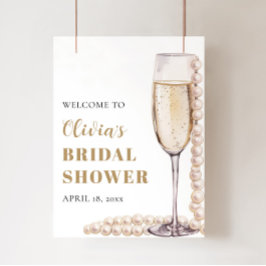 金ゴールド真珠とプロセッコブライダルシャワーポスター ポスター
