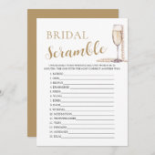 金ゴールド真珠とプロセッコブライダル単語スクランブルゲーム 招待状 (正面/裏面)