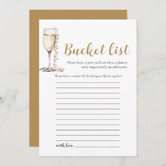 金ゴールド真珠とプロセ結婚スコのバケットリストゲーム 招待状 (正面/裏面)