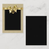 金ゴールド真珠のリボンの黒いシーティングカード プレイスカード (正面/裏面)