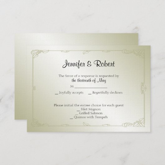 金ゴールド真珠30周年記念レスポンスカード 出欠カード (正面/裏面)