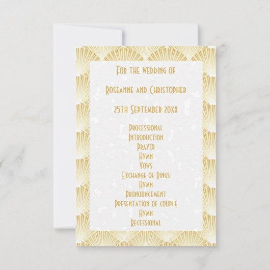 金ゴールド着色アールデコデザイン結婚式 プログラム (裏面)