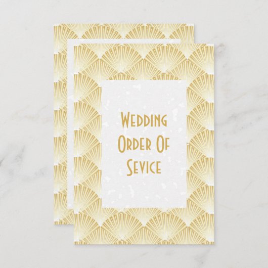 金ゴールド着色アールデコデザイン結婚式 プログラム (正面/裏面)