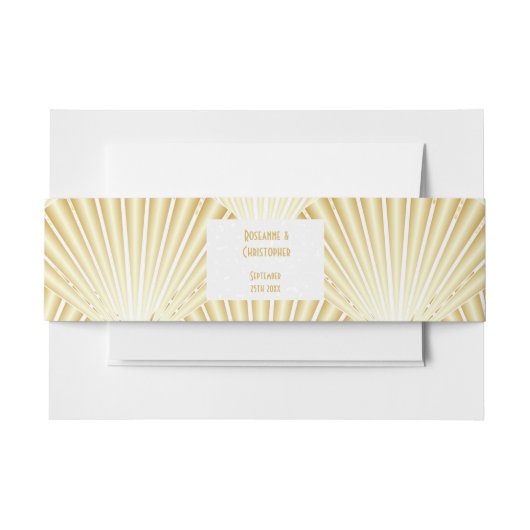 金ゴールド着色アールデコ結婚デザイン 招待状ベリーバンド (正面例)