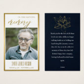 金ゴールド睡蓮フローラ記念写真祈りの言葉カード (正面&裏面)