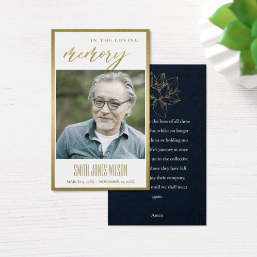 金ゴールド睡蓮フローラ記念写真祈りの言葉カード (デスク)