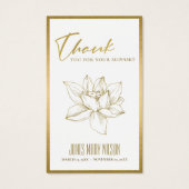 金ゴールド睡蓮悔やみや弔慰記念サンキューカード (正面)