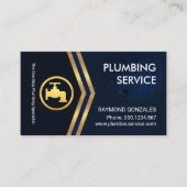 金ゴールド矢印ブルー水滴配管 名刺 (正面)