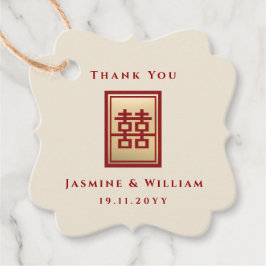 金ゴールド矩形中国の二重結婚幸福の木 フェイバータグ