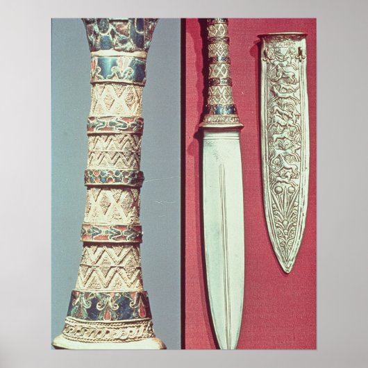 金ゴールド短剣と鞘、トゥタンカームンの宝物， c.13 ポスター (正面)